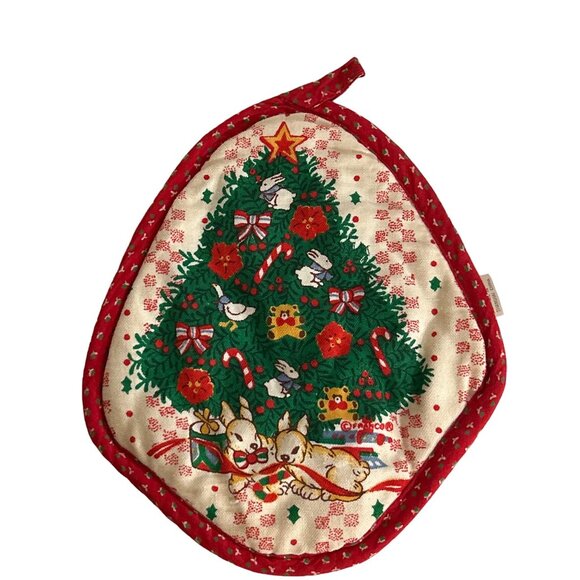 Vintage Franco Christmas Pot Holders Set Of 5 With Santa Reindeer Duck Bears - Picture 6 of 8